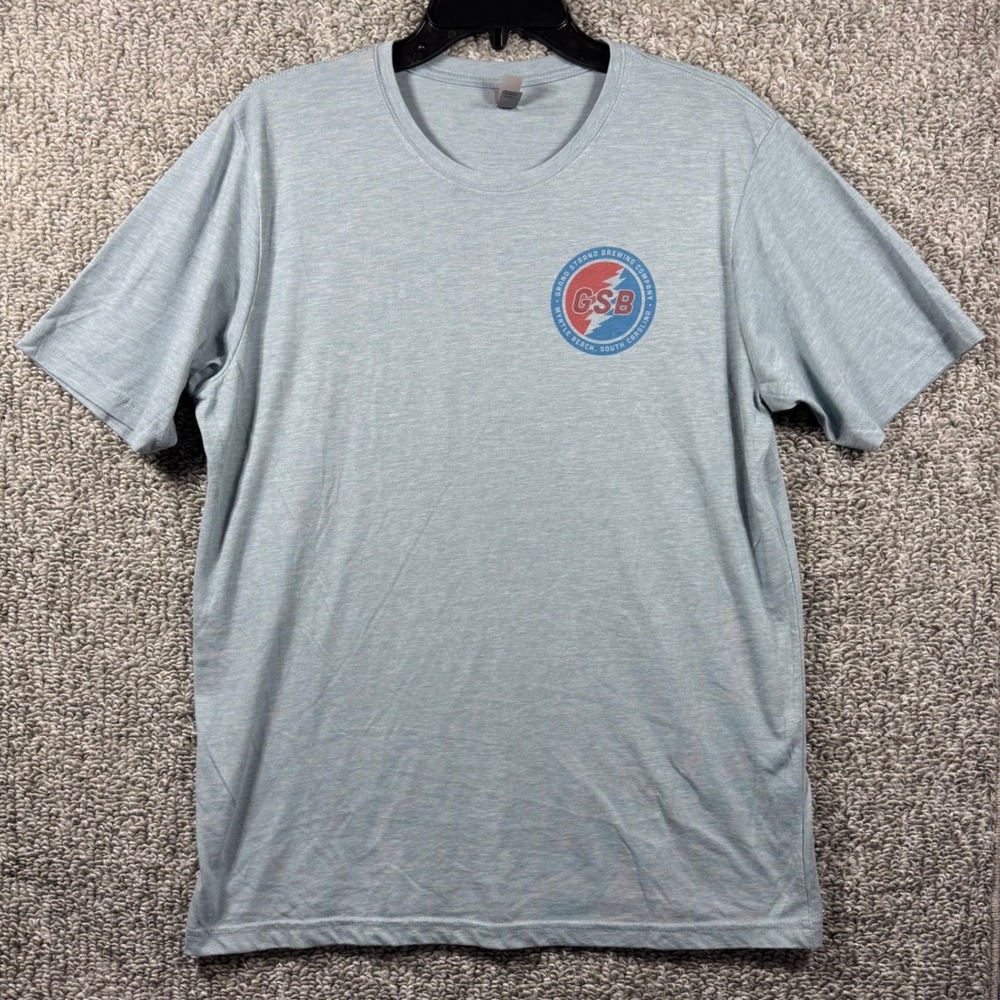 Grand Strand Brewing Co T-Shirt Blue Red Lightning Bolt Graphic Myrtle Beach L
